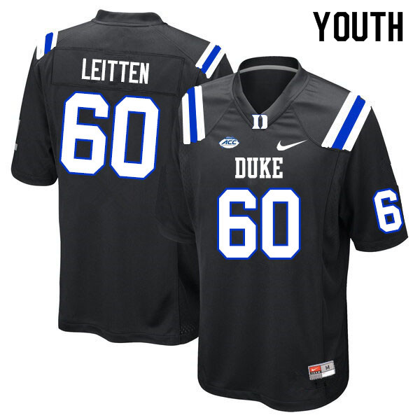 Youth #60 Patrick Leitten Duke Blue Devils College Football Jerseys Sale-Black